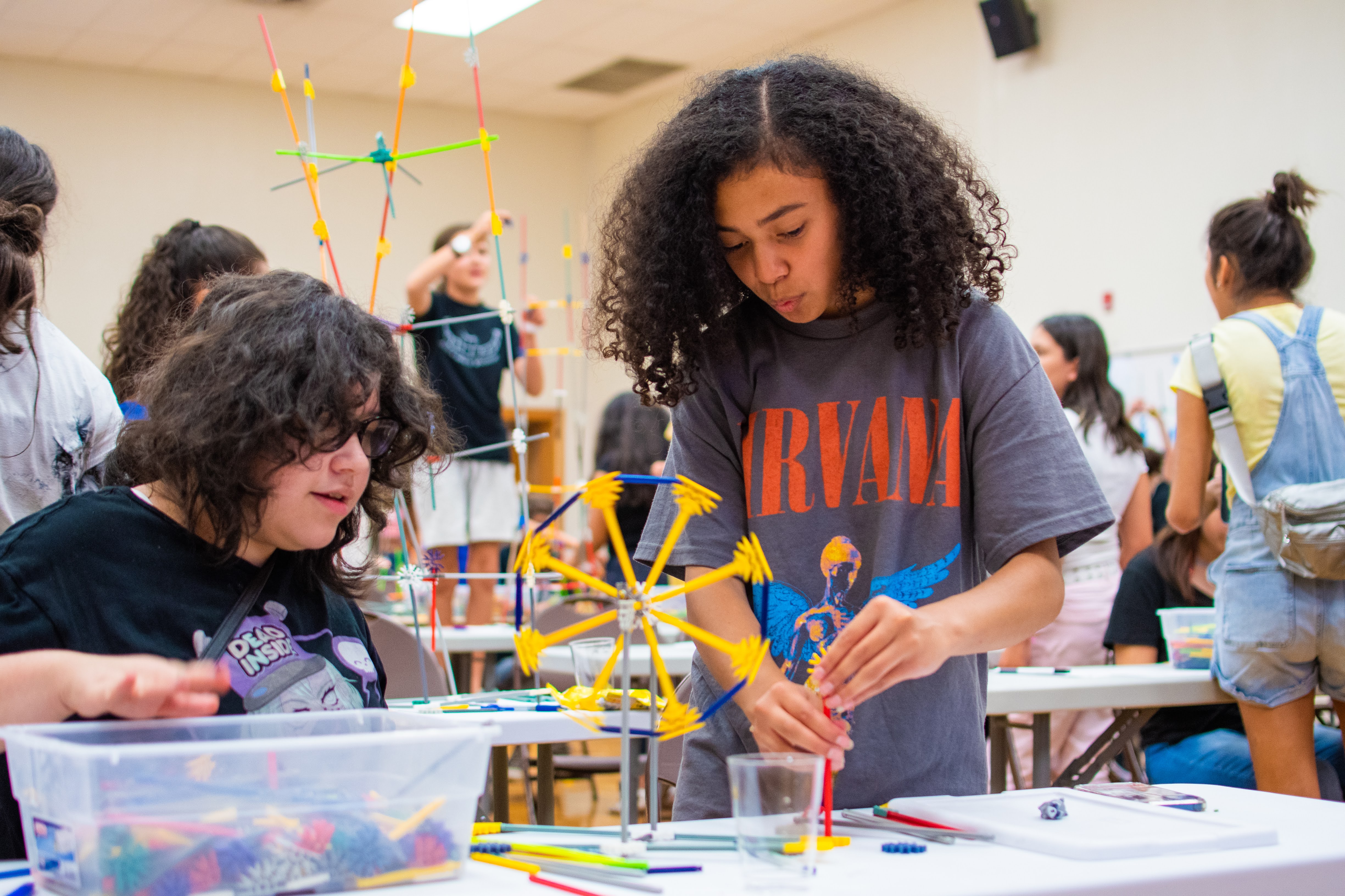 Girls participating in STEAM workshop